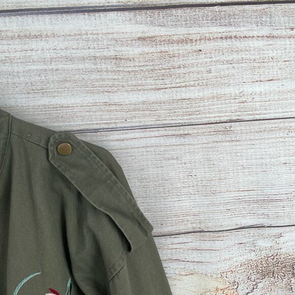En Creme Floral Embroidered Military Jacket Women's Size‎ Medium Green - Picture 8 of 14